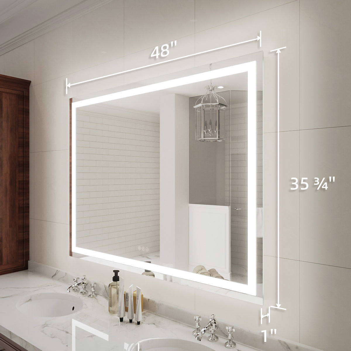 Niveal LMP Series Rectangular Frameless LED Wall Bathroom Vanity Mirror in Silver 3_df3c83fe-db9b-4037-8e71-30386cc234f6