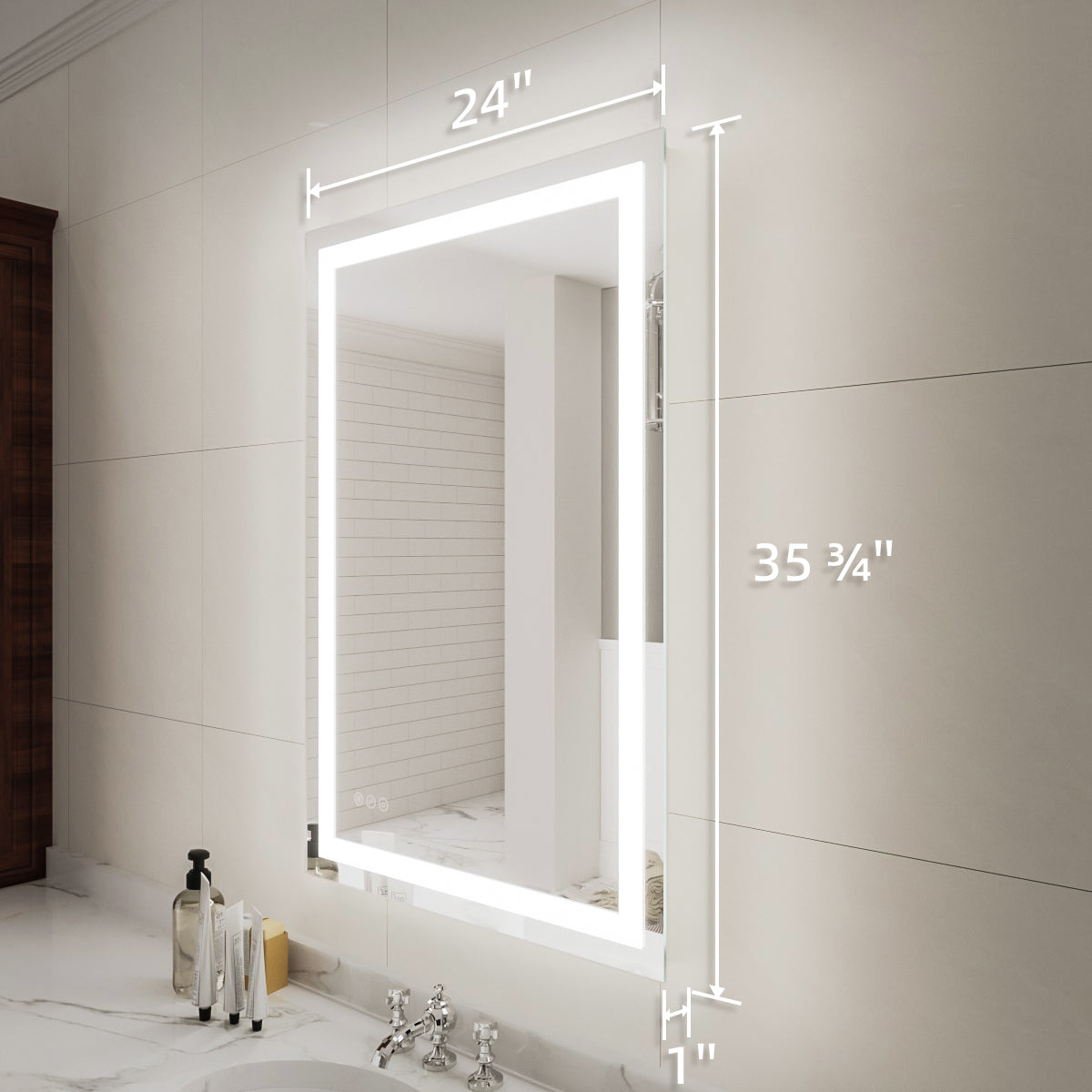 Niveal LMP Series Rectangular Frameless LED Wall Bathroom Vanity Mirror in Silver 3_e169dff5-47c7-4e96-b60b-40f59e171916