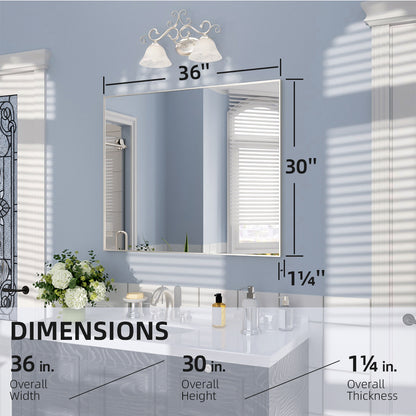 Nivorix NRZL Series Rectangular Framed Wall Bathroom Vanity Mirror in Brushed Nickel 3_e35652ea-7696-47a7-a1df-66eb045ab48a