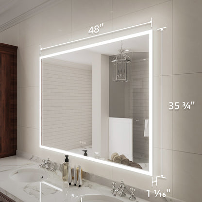 Niveal LMC Series Rectangular Frameless LED Wall Bathroom Vanity Mirror in Silver