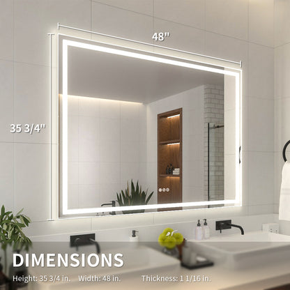 Niveal LMI Series Rectangular Frameless LED Wall Bathroom Vanity Mirror
