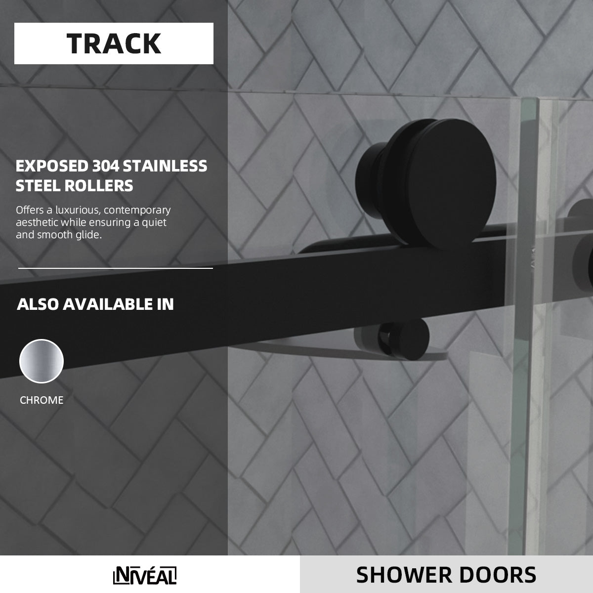 Niveal Vista 60 in. W x 76 in. H Sliding Semi-Frameless Shower Door with Clear Glass
