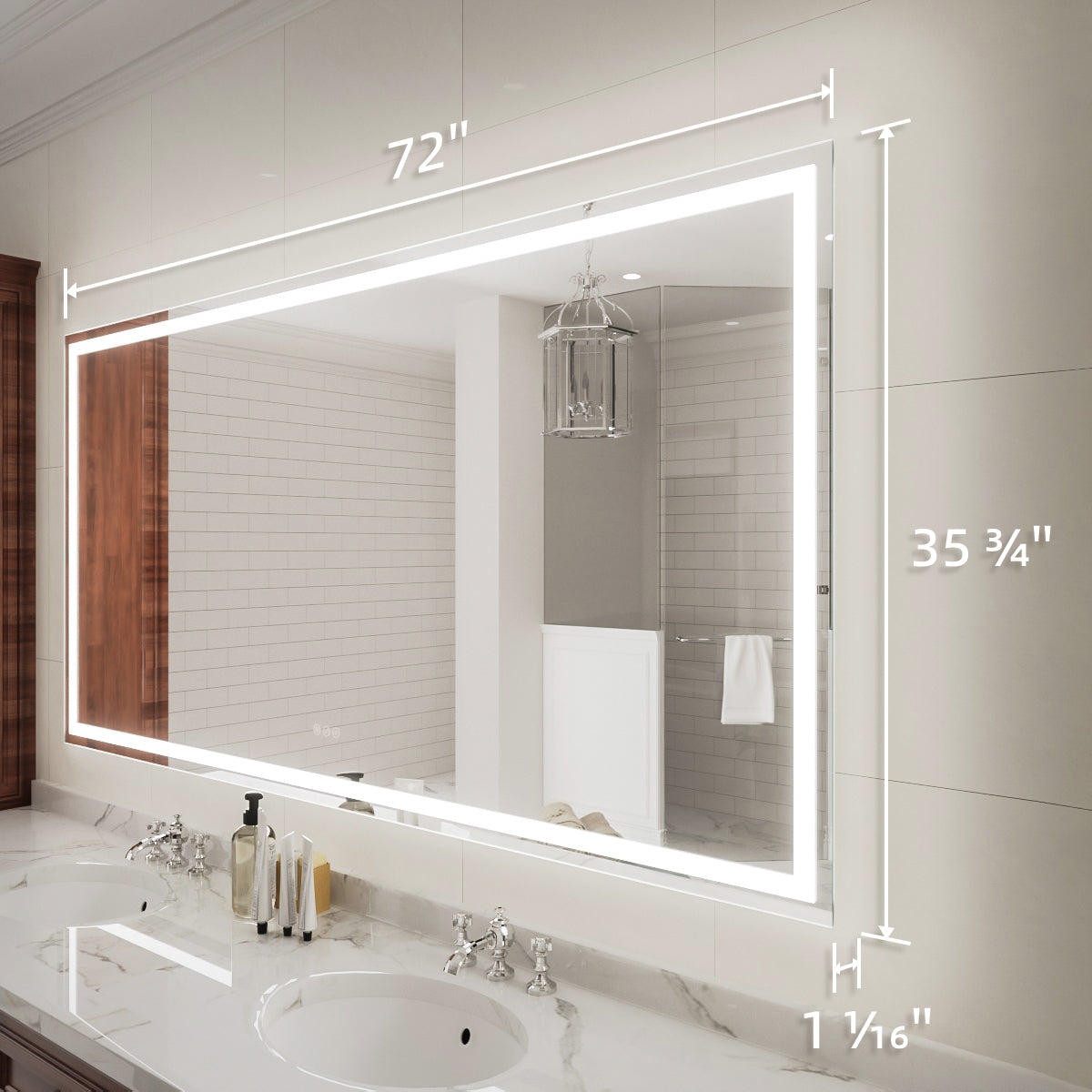 Niveal LMV Series Rectangular Frameless LED Wall Bathroom Vanity Mirror in Silver 3_fde8d8da-d7d0-49a8-8f0d-a26ef2b4e703