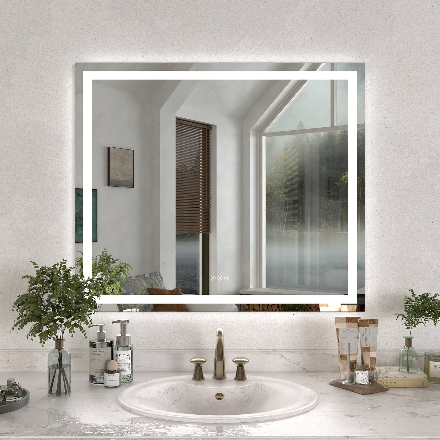Swarm Rectangular Frameless Radar LED Wall Bathroom Vanity Mirror 42x36 4236-1