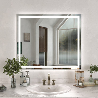 Swarm Rectangular Frameless Radar LED Wall Bathroom Vanity Mirror 42x36 4236-1