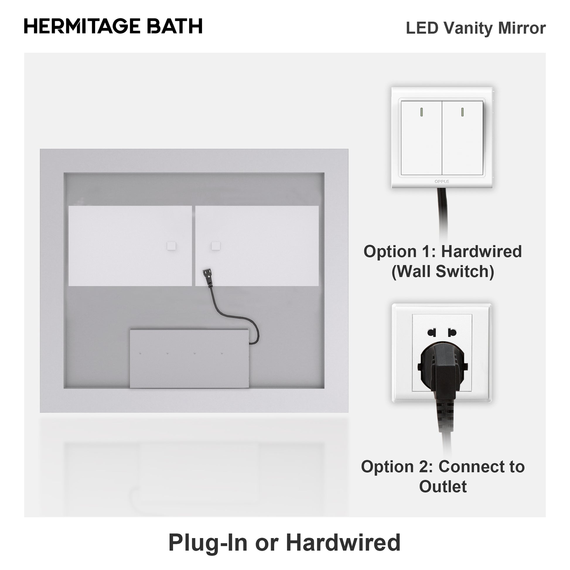 Swarm Rectangular Frameless Radar LED Wall Bathroom Vanity Mirror 4236-13