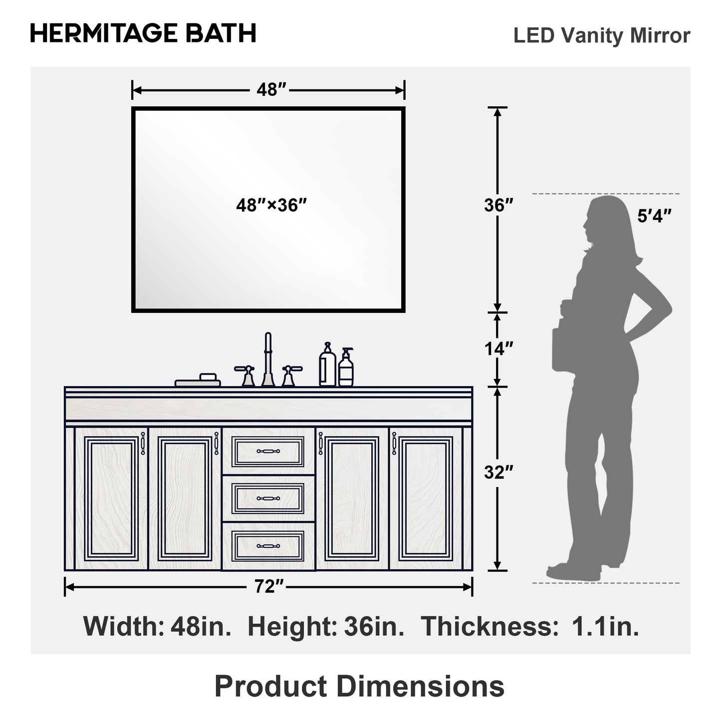 Swarm Rectangular Frameless Radar LED Wall Bathroom Vanity Mirror 4836-14_d00bee7e-cc9b-40f9-8e1d-4c5a8f32a7f5