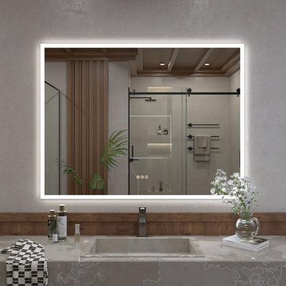 Musci Rectangular Frameless LED Wall Bathroom Vanity Mirror
