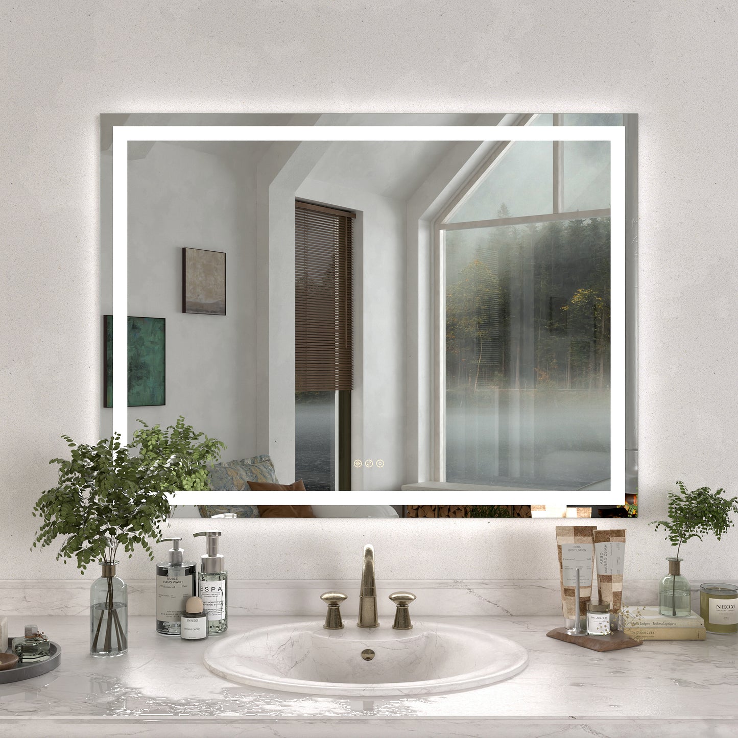 Swarm Rectangular Frameless Radar LED Wall Bathroom Vanity Mirror 48x36 4836-1_ce7b4a73-b2d4-461d-a529-717c4b272279