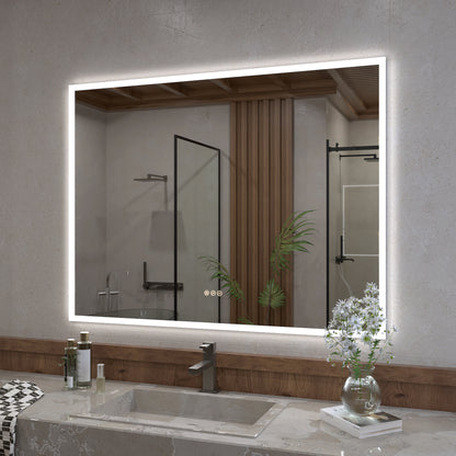 Musci Rectangular Frameless LED Wall Bathroom Vanity Mirror
