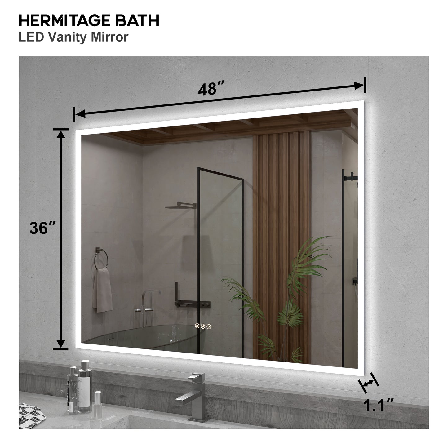 Musci Rectangular Frameless LED Wall Bathroom Vanity Mirror