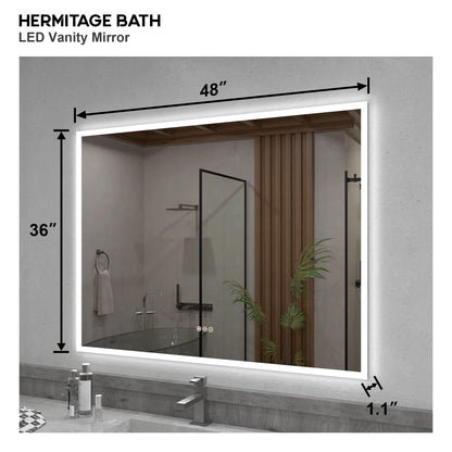 Musci Rectangular Frameless LED Wall Bathroom Vanity Mirror