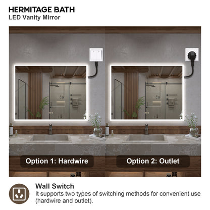 Musci Rectangular Frameless LED Wall Bathroom Vanity Mirror