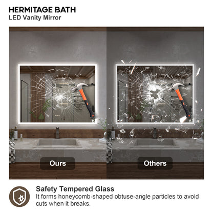 Musci Rectangular Frameless LED Wall Bathroom Vanity Mirror