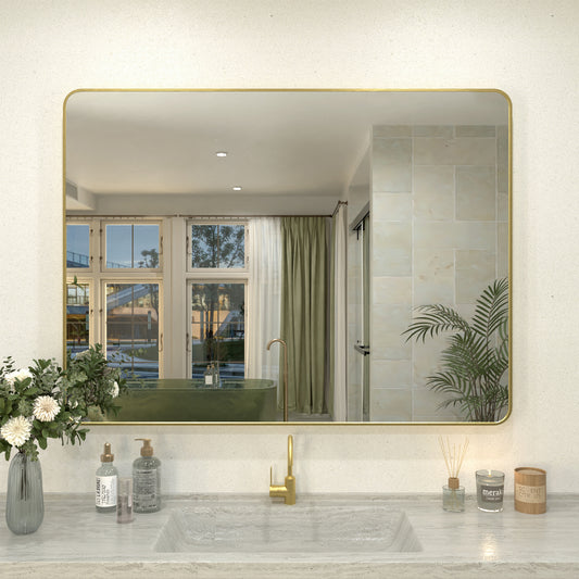 Kielo 48 in. W x 36 in. H Rectangular Framed Wall Bathroom Vanity Mirror