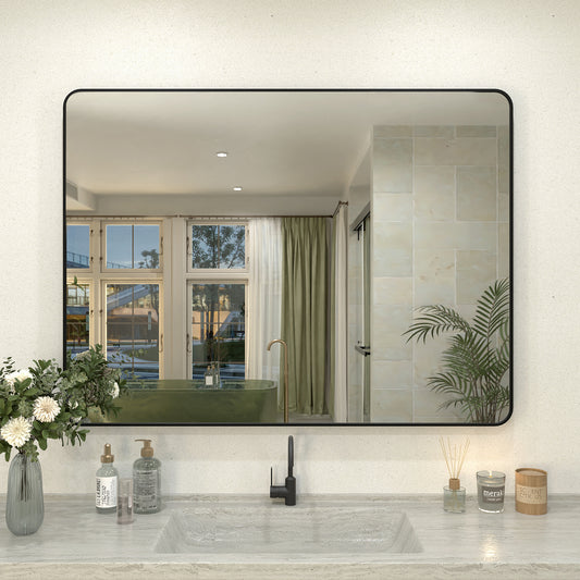 Zyphi 48 in. W x 36 in. H Rectangular Framed Wall Bathroom Vanity Mirror