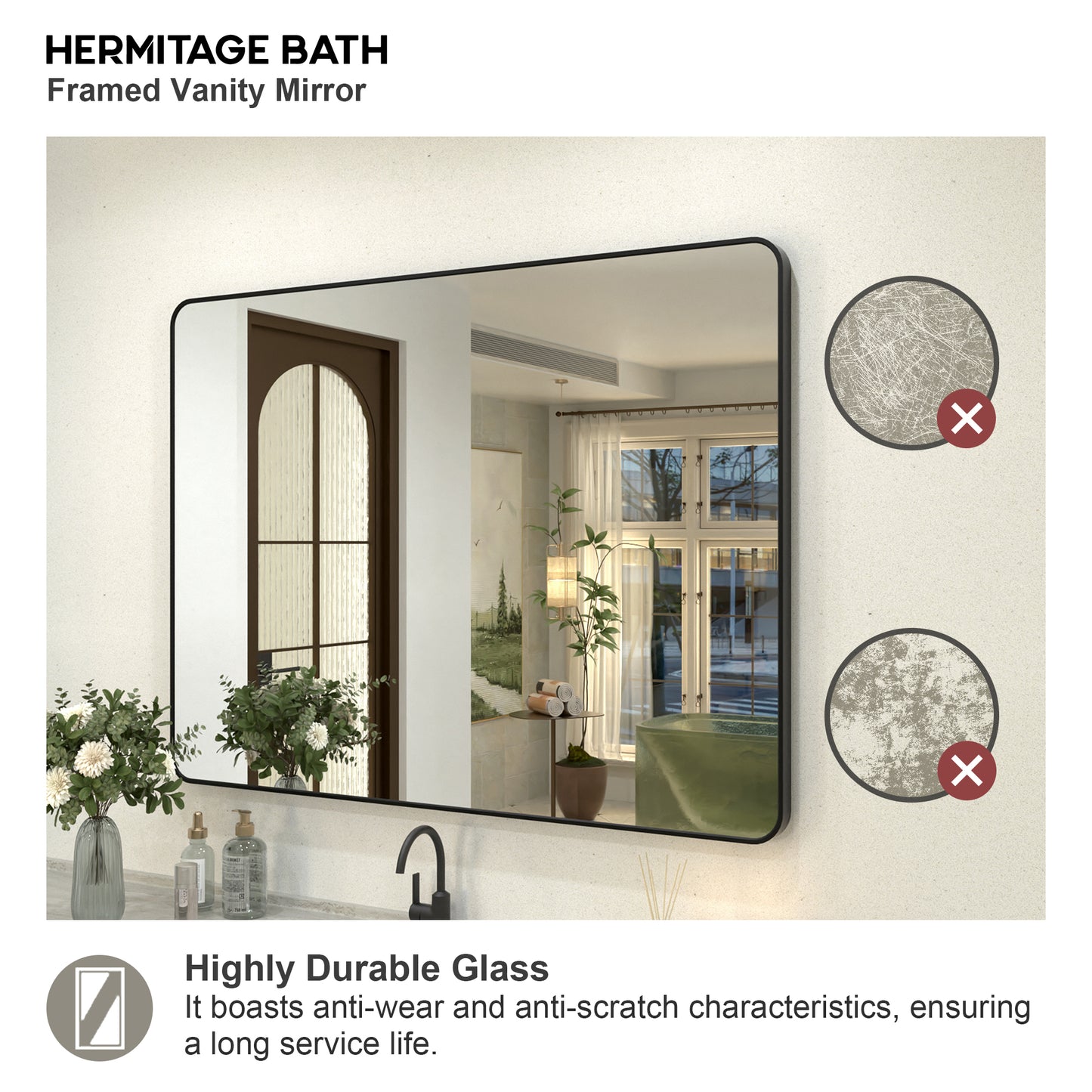 Kielo 48 in. W x 36 in. H Rectangular Framed Wall Bathroom Vanity Mirror