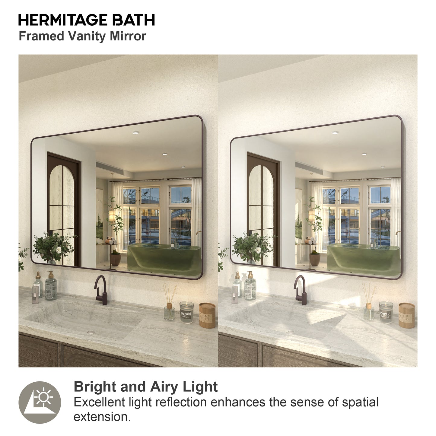 Kielo 48 in. W x 36 in. H Rectangular Framed Wall Bathroom Vanity Mirror