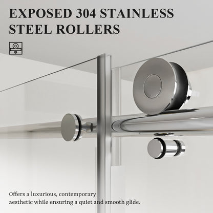 Nivorix Nexus 60 in. W x 60 in. H Sliding Semi-Frameless Tub Door with Clear Tempered Glass