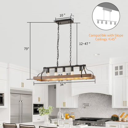 Taimei Olla 34 in. 5-Light Modern Farmhouse Chandelier Light