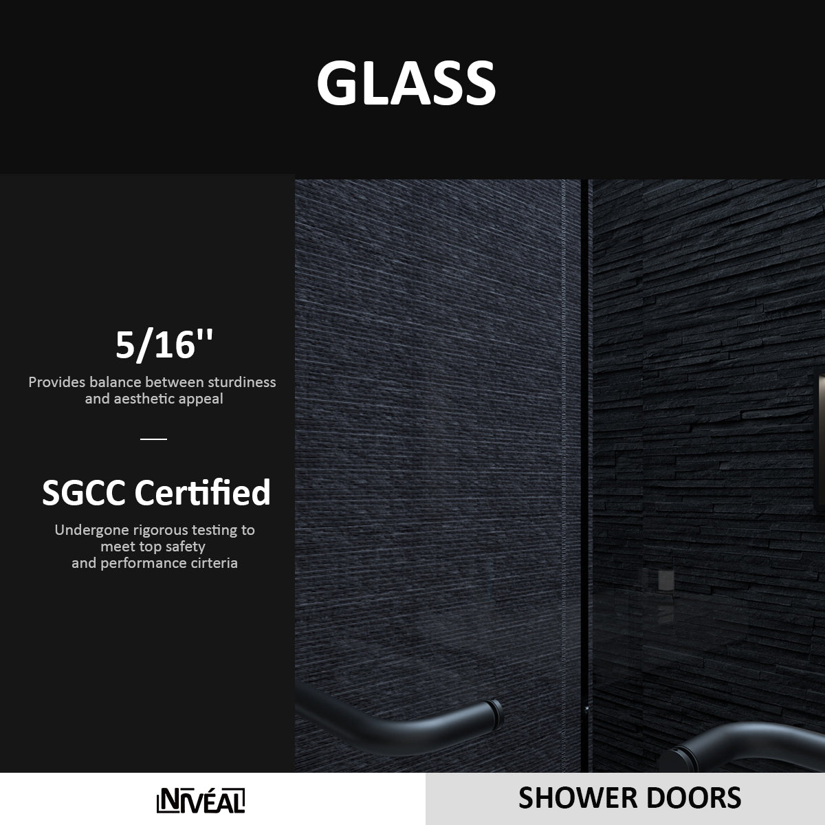 Niveal Vale 60 in. W x 72 in. H Sliding Semi-Frameless Shower Door with Clear Glass