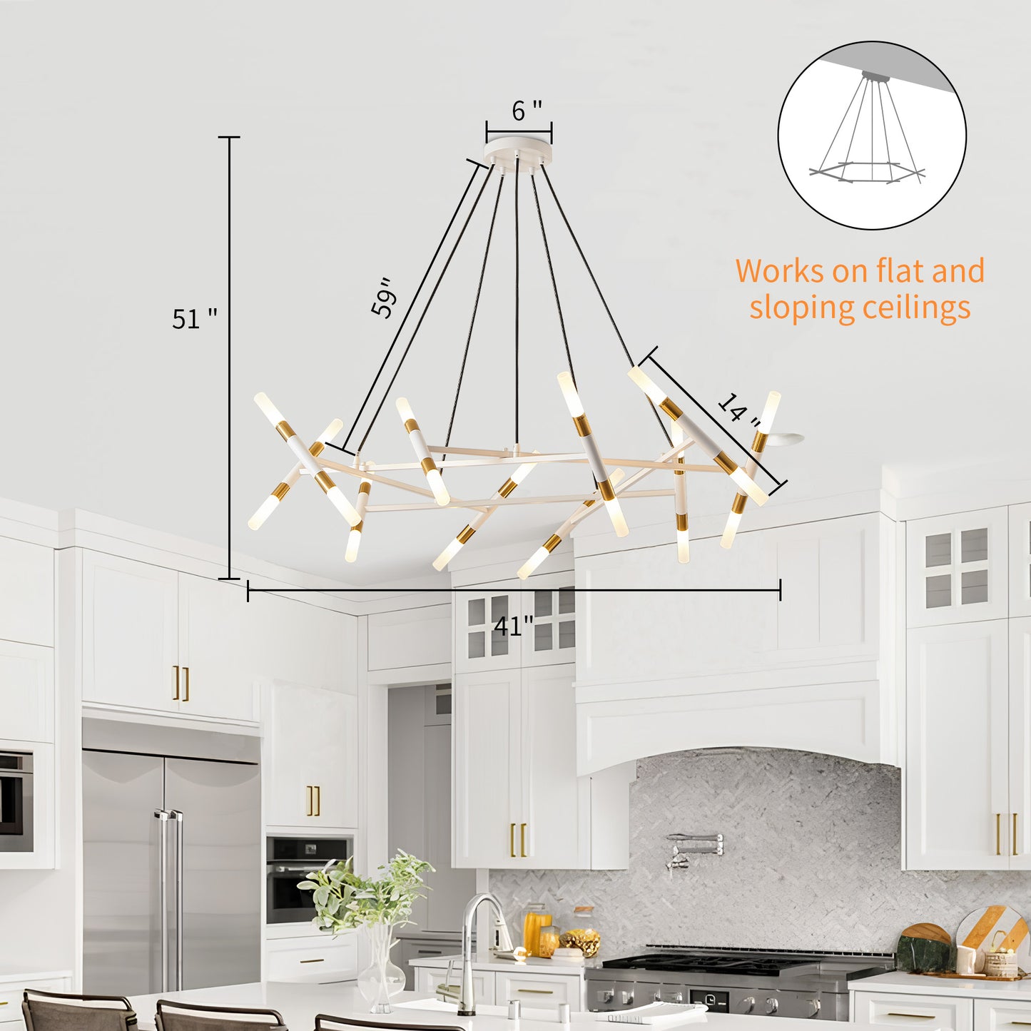 Taimei Cuprum 41 in. 20-Light Iron Modern Chandelier Fixture Branch Design