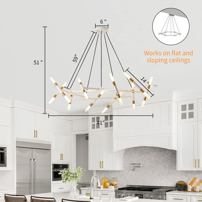 Taimei Cuprum 41 in. 20-Light Iron Modern Chandelier Fixture Branch Design