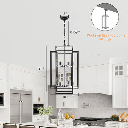 Taimei Astrale 18 in. Modern 8-Light Black Geometric Chandelier