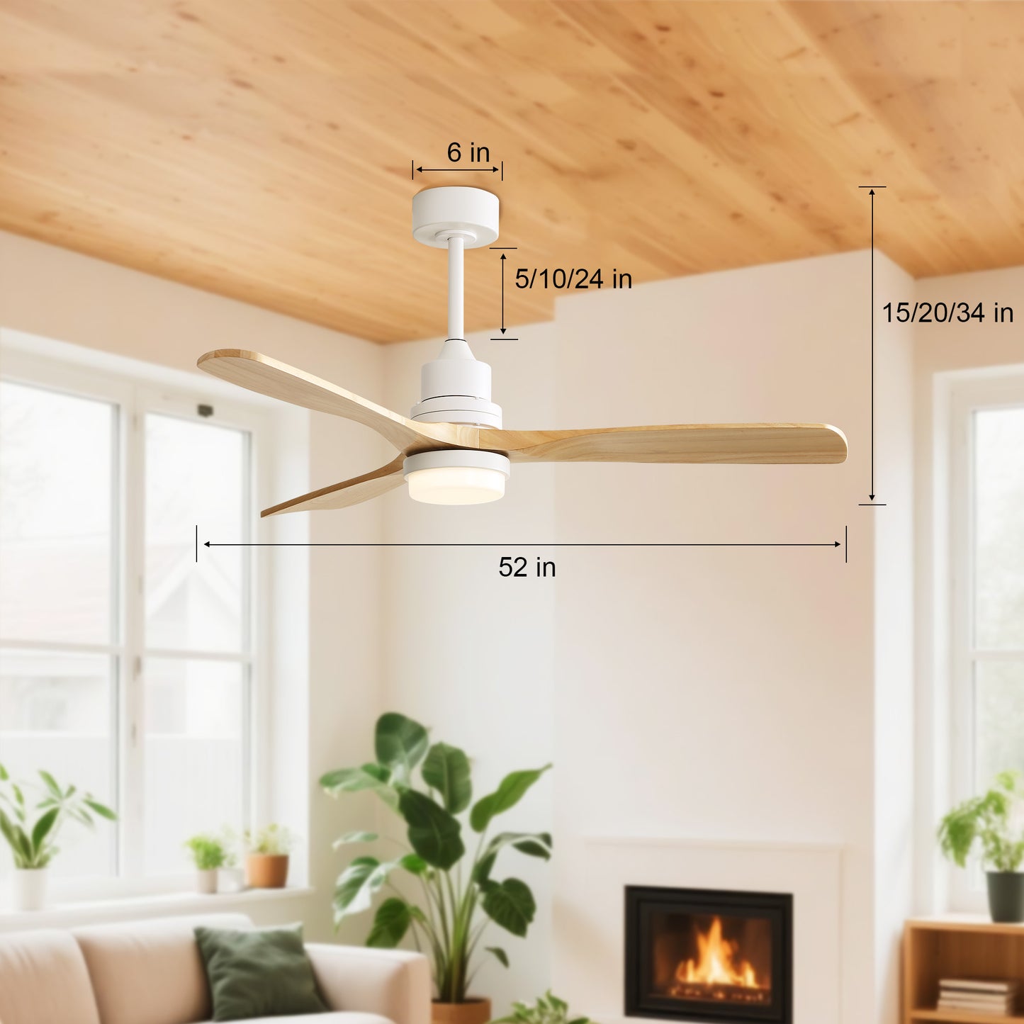 Taimei Nimis 52 in. Downrod Standard Ceiling Fan with Integrated LED with Remote Included DC Motor 4_1ce07780-9784-45b6-a174-741195e75936