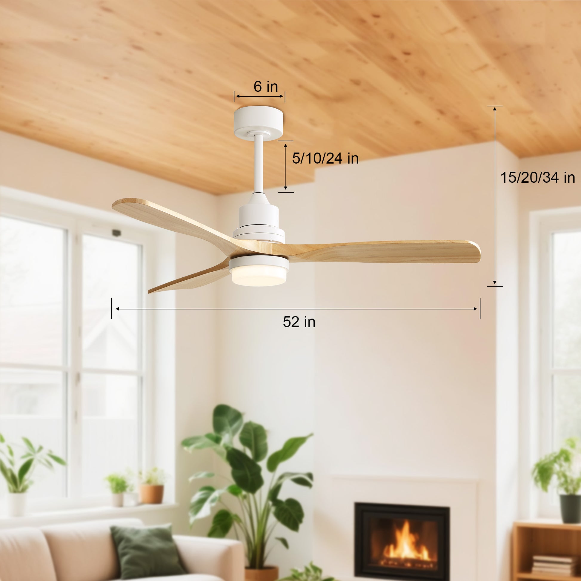 Taimei Nimis 52 in. Downrod Standard Ceiling Fan with Integrated LED with Remote Included DC Motor 4_1ce07780-9784-45b6-a174-741195e75936