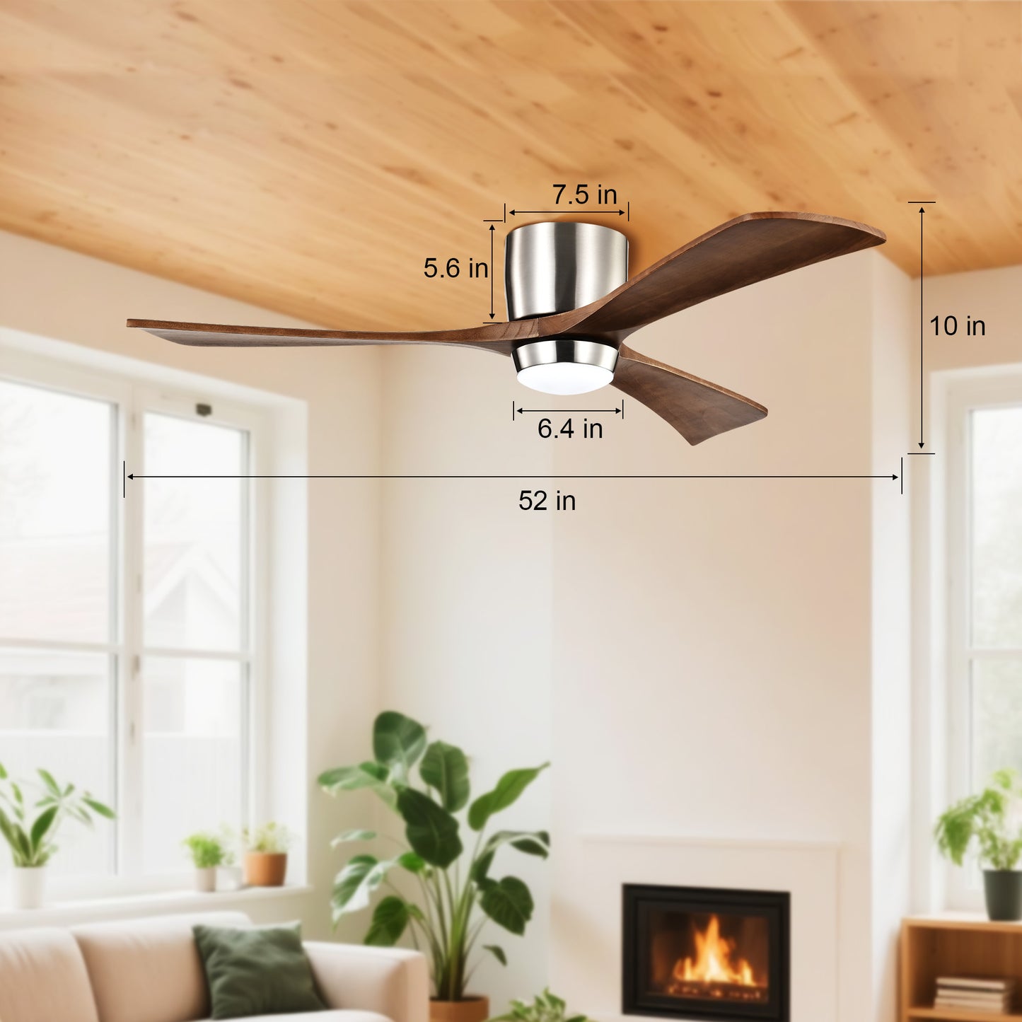 Taimei Stela 52 in. Flush Mount Standard Ceiling Fan with Dimmable LED with Remote Included DC Motor 4_1cea9d24-46f5-4f50-b438-fe9d10fe48cc