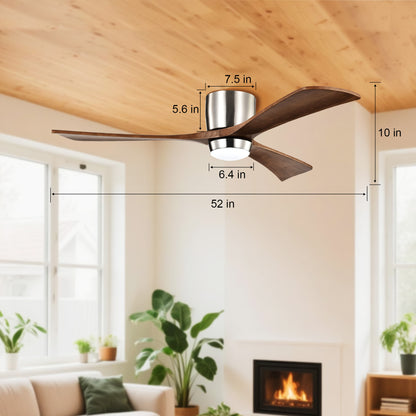 Taimei Stela 52 in. Flush Mount Standard Ceiling Fan with Dimmable LED with Remote Included DC Motor 4_1cea9d24-46f5-4f50-b438-fe9d10fe48cc