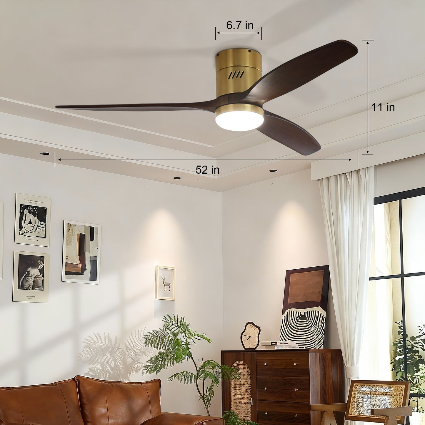 Taimei Ryme 52 in. Flush Mount Ceiling Fan with Light and Remote, DC Motor, Reversible 4_24d06c6d-518b-41e2-a06b-6068888e42c9