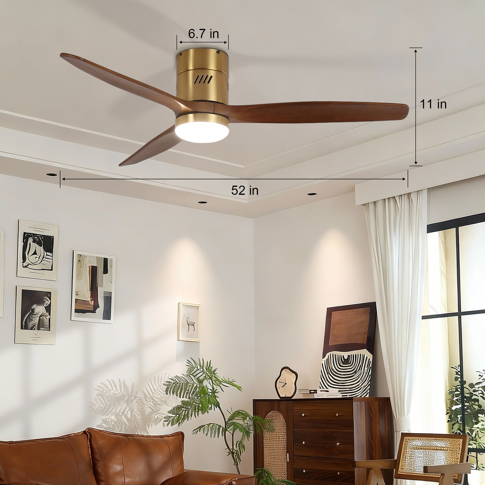 Taimei Ryme 52 in. Flush Mount Ceiling Fan with Light and Remote, DC Motor, Reversible 4_2b262edf-a4e1-4151-a5ce-195f79cab0d3