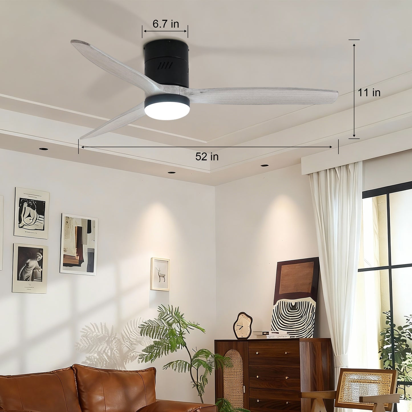 Taimei Ryme 52 in. Flush Mount Ceiling Fan with Light and Remote, DC Motor, Reversible 4_304e8bfc-5c7b-4778-91c3-d46a88bab950