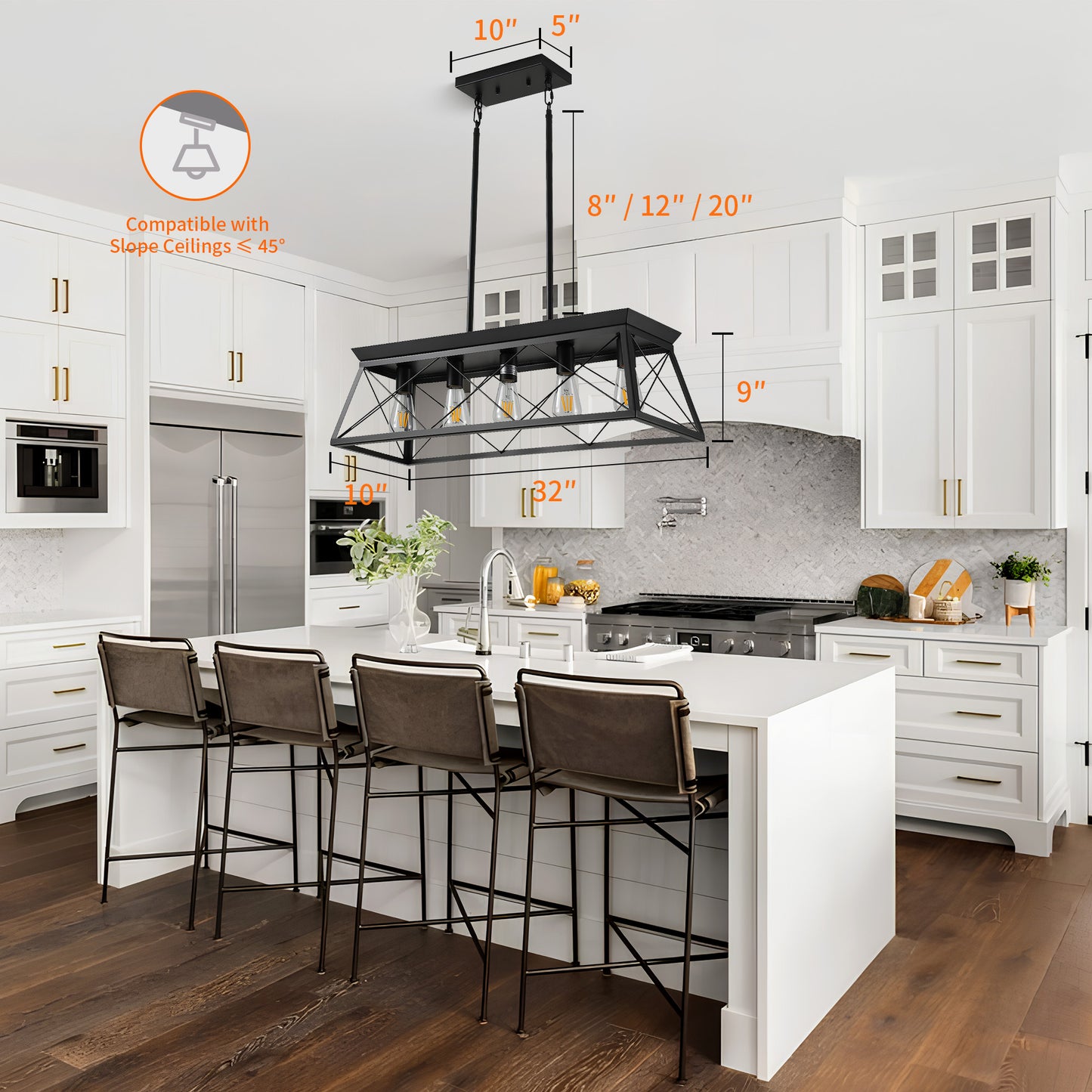 Taimei Vesper 16 in. 4-Light & Rustica 5-Light Farmhouse Industrial Chandelier Light 4_360a86bb-d680-400c-993c-96690920a92c