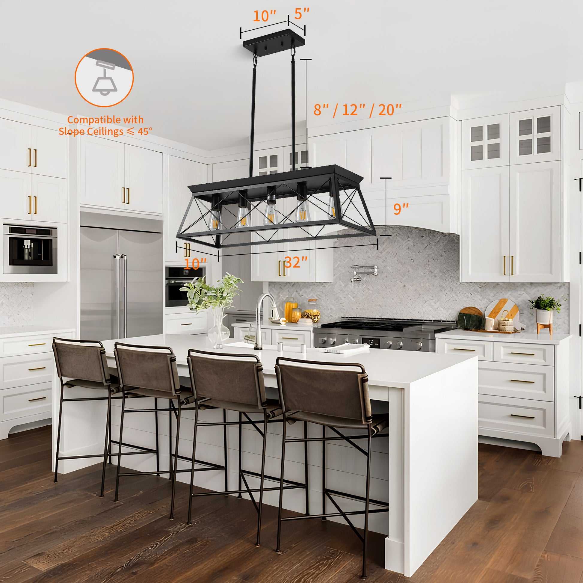 Taimei Vesper 16 in. 4-Light & Rustica 5-Light Farmhouse Industrial Chandelier Light 4_360a86bb-d680-400c-993c-96690920a92c