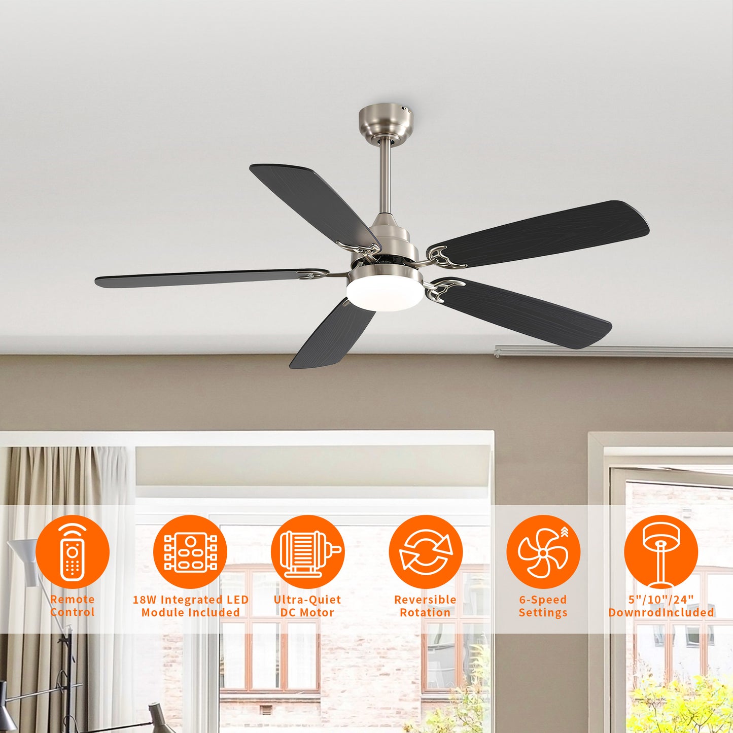 Taimei Cirrus 52 in. White Oak Downrod Standard Ceiling Fan with Integrated LED with Remote Included 5 Two-Tone Blades DC Motor 4_3aa48843-c170-4764-88b1-f07322361846