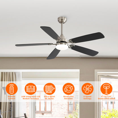 Taimei Cirrus 52 in. White Oak Downrod Standard Ceiling Fan with Integrated LED with Remote Included 5 Two-Tone Blades DC Motor 4_3aa48843-c170-4764-88b1-f07322361846