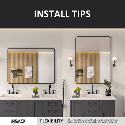 Niveal SM Series Rectangular Framed Wall Bathroom Vanity Mirror