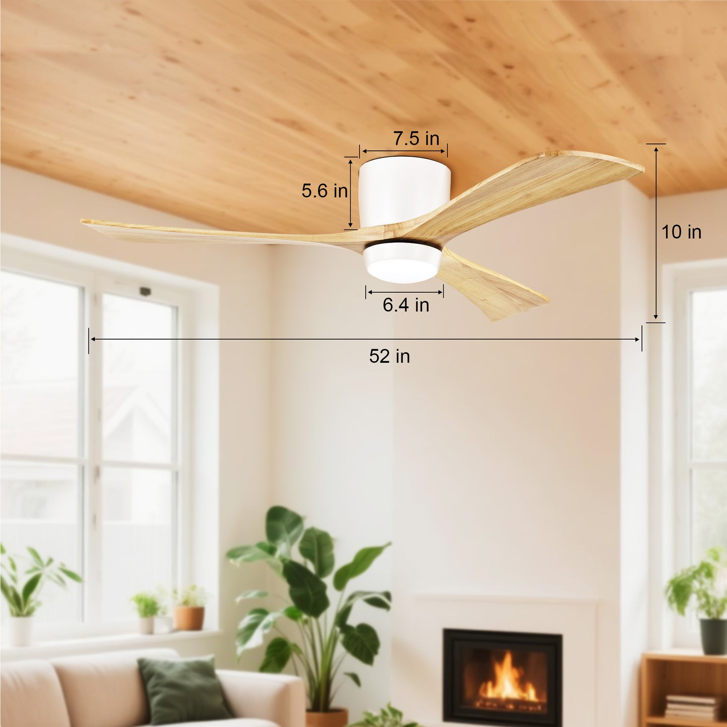 Taimei Stela 52 in. Flush Mount Standard Ceiling Fan with Dimmable LED with Remote Included DC Motor 4_3cb542c9-94d9-4eac-b468-8c881f653226