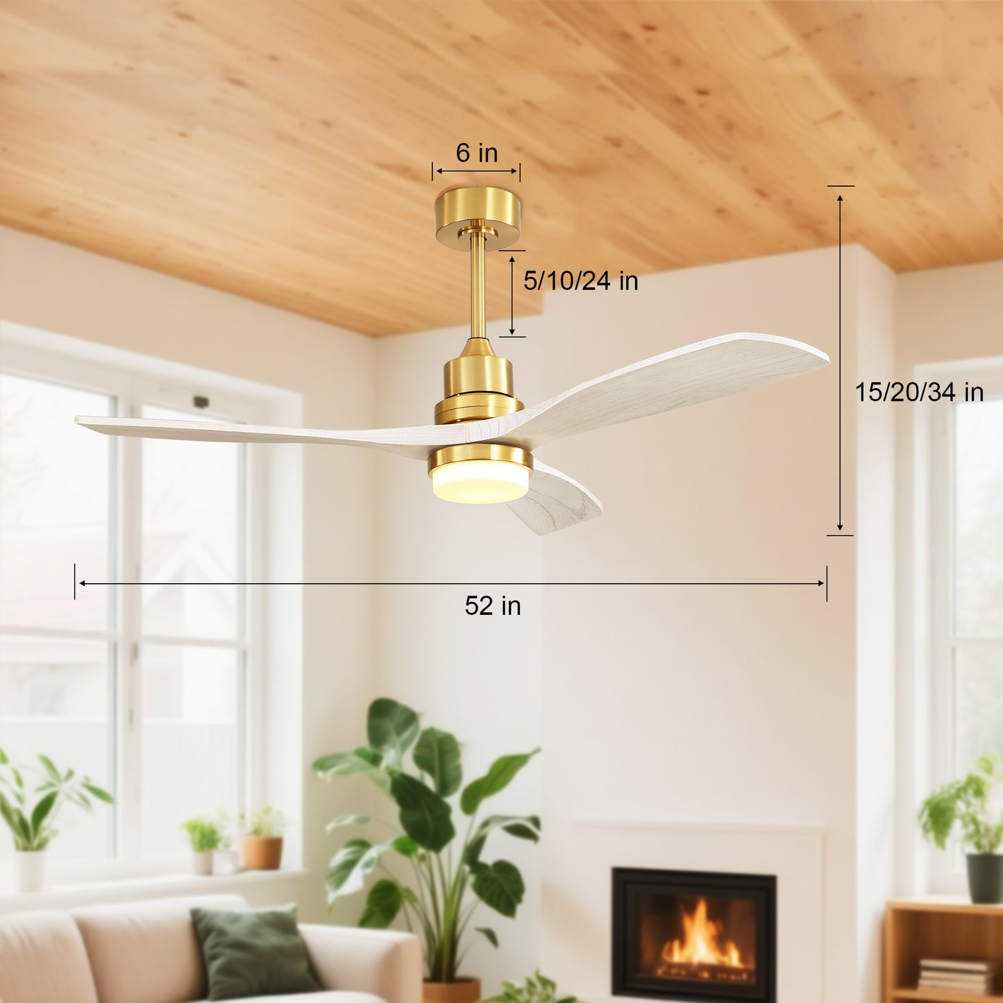 Taimei Nimis 52 in. Downrod Standard Ceiling Fan with Integrated LED with Remote Included DC Motor 4_3e658440-b2c2-4258-af0e-5e1da63c2c75