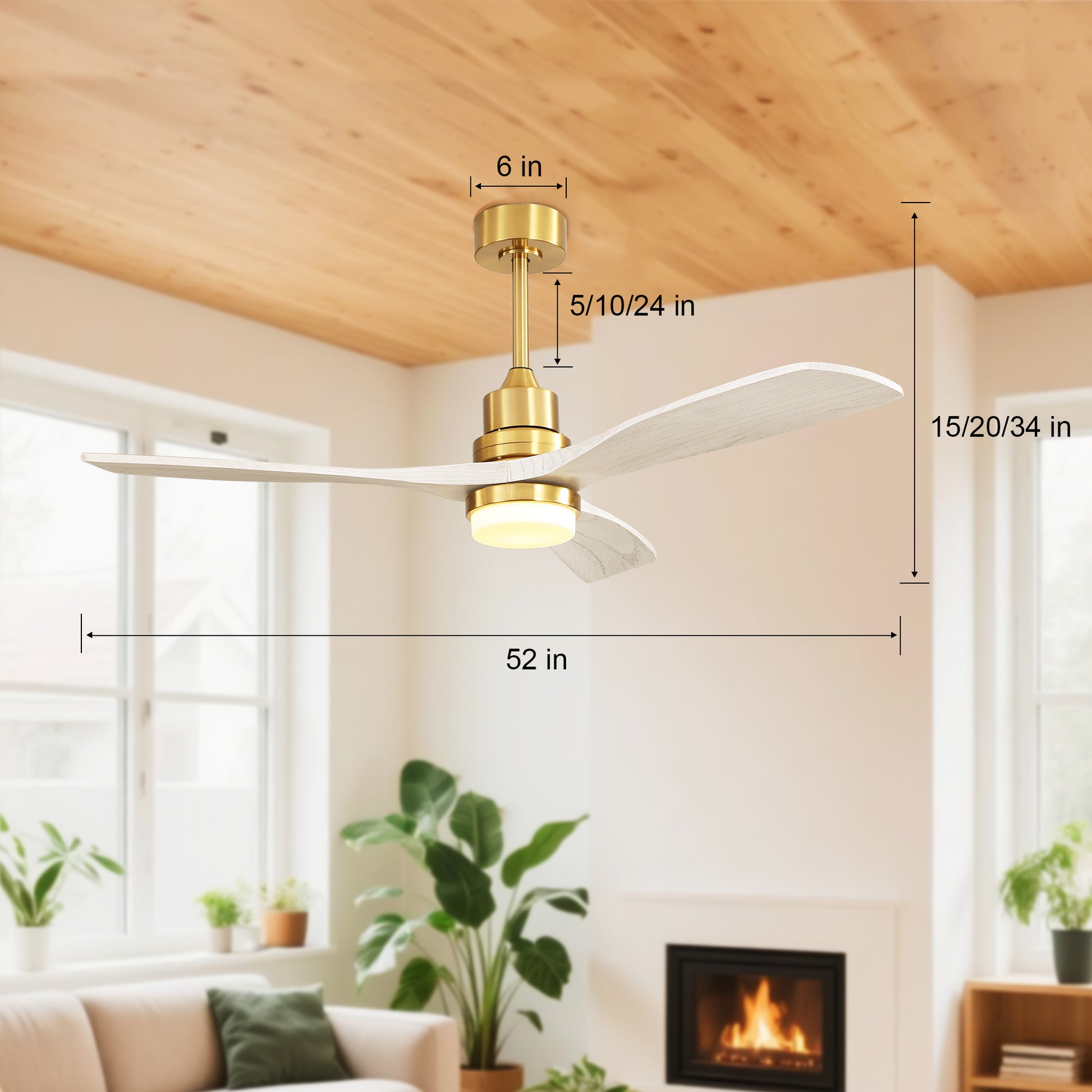 Taimei Nimis 52 in. Downrod Standard Ceiling Fan with Integrated LED with Remote Included DC Motor 4_3e658440-b2c2-4258-af0e-5e1da63c2c75