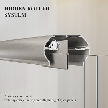 Nivorix Ridge 56 in. W x 60 in. H Sliding Semi-Frameless Tub Door with Clear Glass