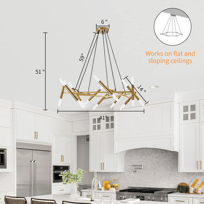 Taimei Cuprum 41 in. 20-Light Iron Modern Chandelier Fixture Branch Design