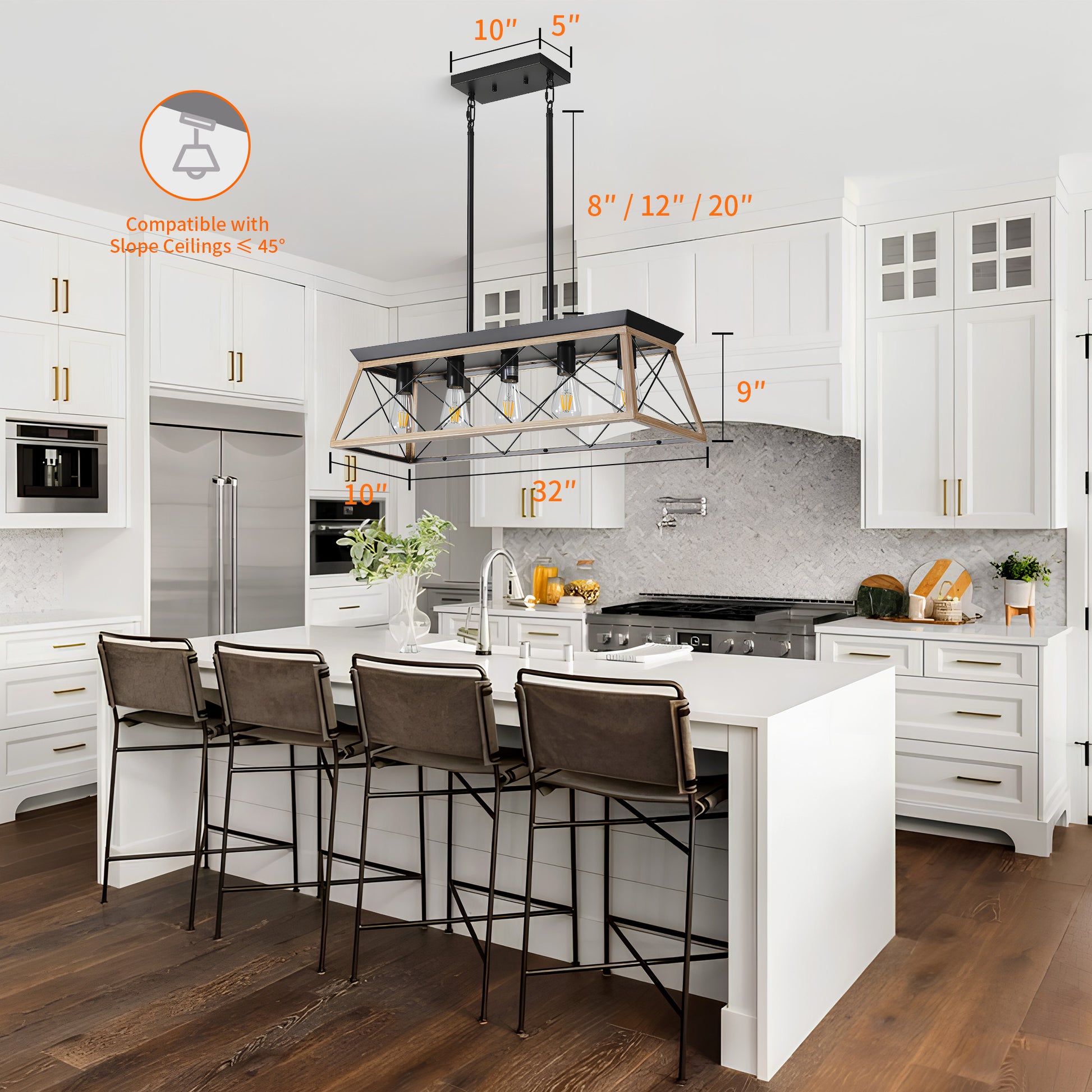 Taimei Vesper 16 in. 4-Light & Rustica 5-Light Farmhouse Industrial Chandelier Light 4_50bd1b1d-2db5-46f1-b0c9-0fb01b6ea61c