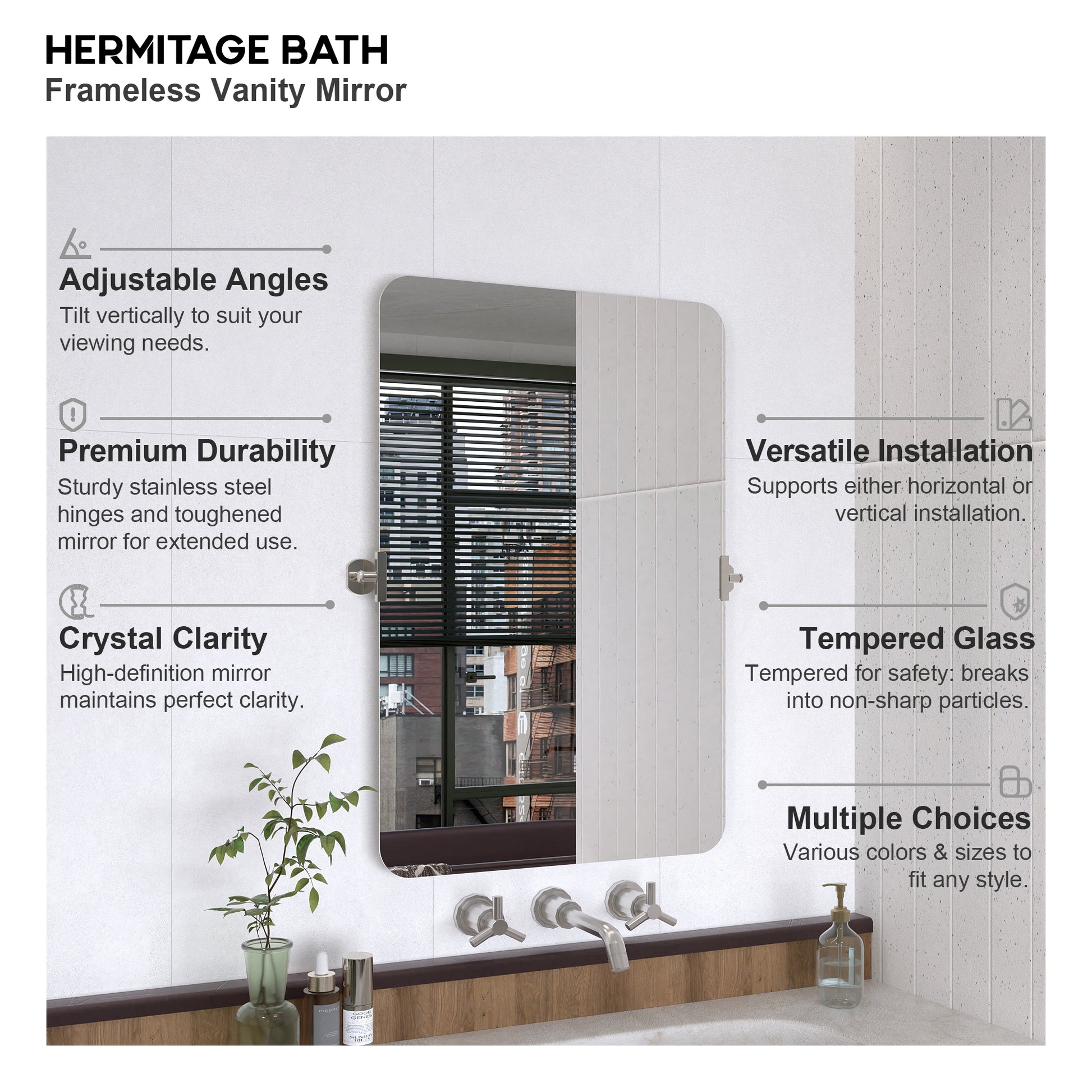 Yexee 24 in. W x 36 in. H Rectangular Framed Adjustable Tilt Wall-Mounted Bathroom Vanity Mirror 4_59408927-0333-4e8b-b407-a2ae0f82a095