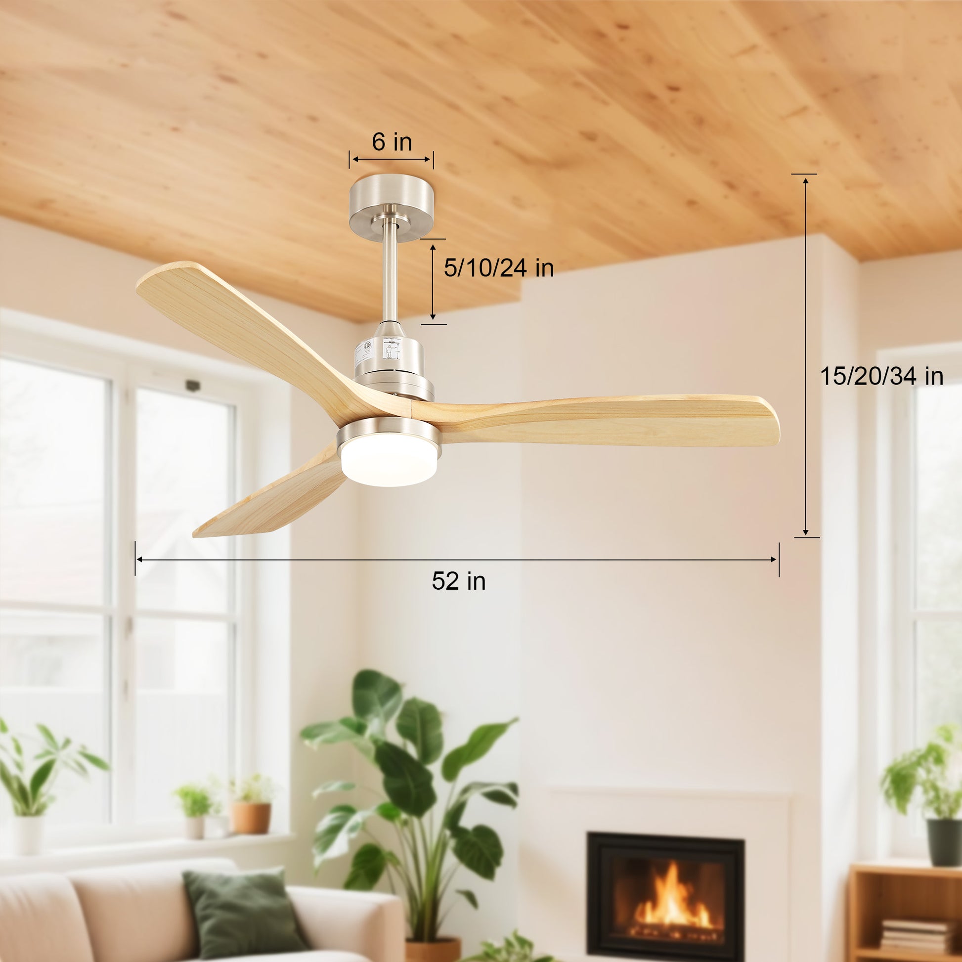 Taimei Nimis 52 in. Downrod Standard Ceiling Fan with Integrated LED with Remote Included DC Motor 4_6071b6a9-c9e7-410e-9002-827bd9c93742