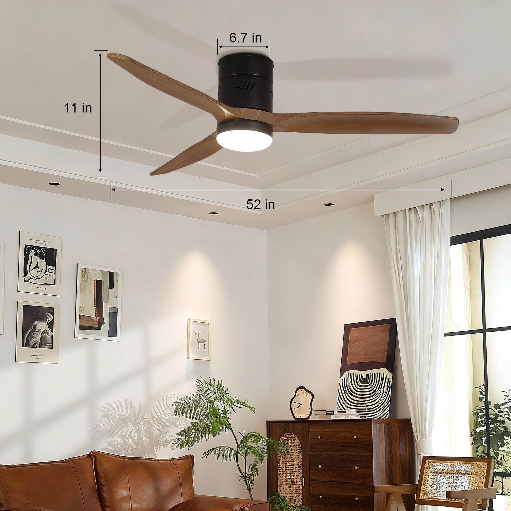 Taimei Ryme 52 in. Flush Mount Ceiling Fan with Light and Remote, DC Motor, Reversible 4_637ca835-420b-4ece-bcfa-298dd1460645