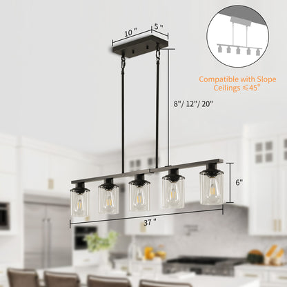 Taimei Aero 37 in. Industrial 5-Light Chandelier with Clear Glass Shades 4_665cb677-4618-4499-a16f-2c8e966f8ad5
